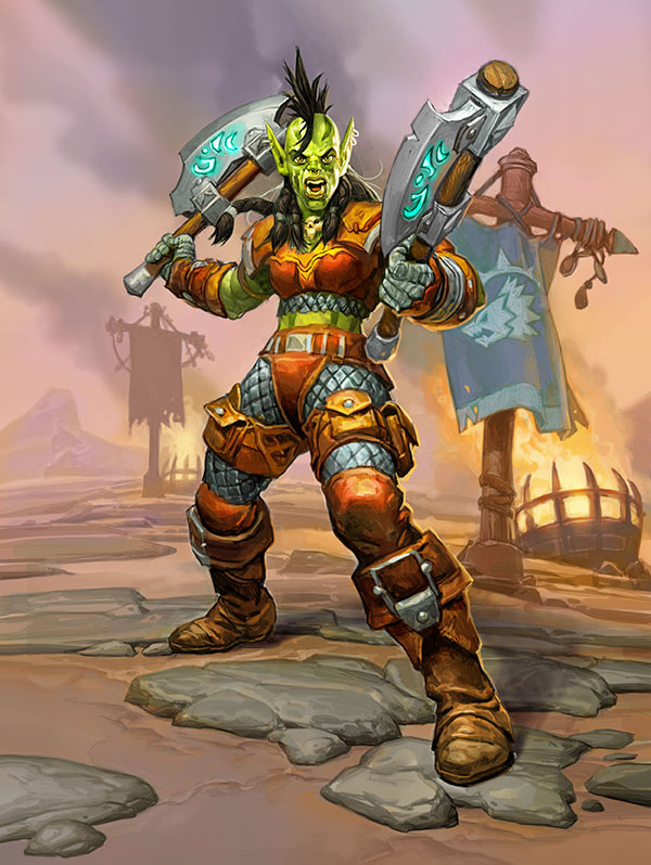 La nueva mercenaria de la Horda: Rokara en el nuevo libro de mercenarios de Hearthstone.