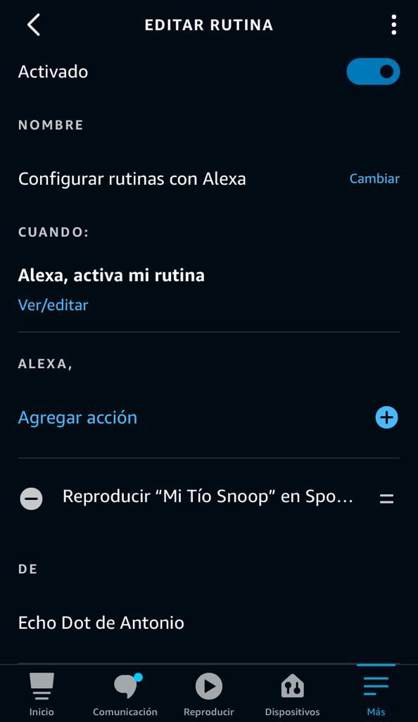 Configurar rutinas Alexa