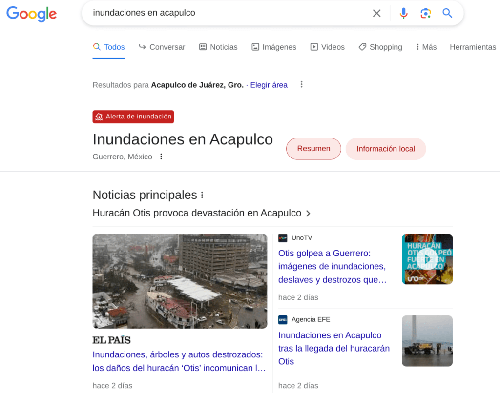 Google huracán otis