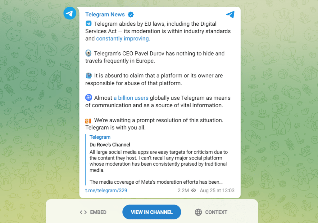 Pavel Durov CEO Telegram