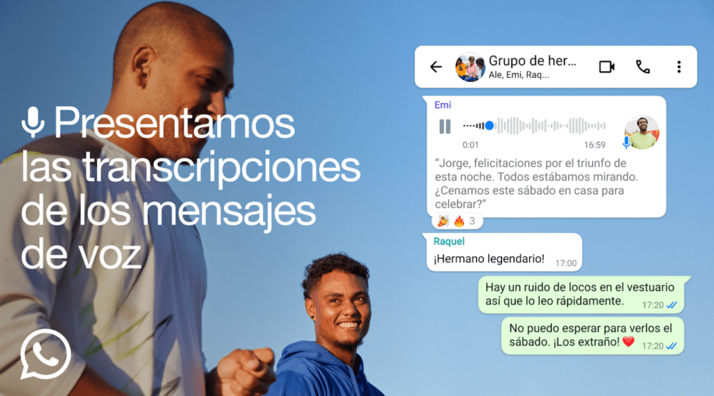 WhatsApp transcripción de mensajes de voz