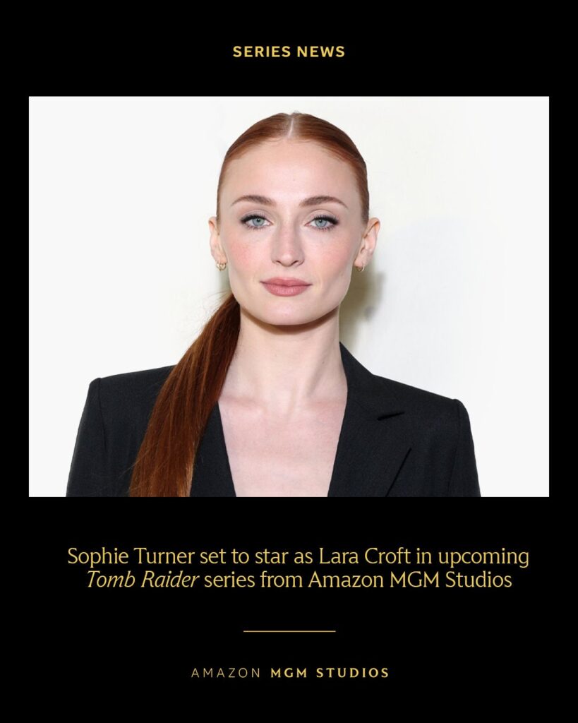 sophie turner será lara croft en la serie de tomb raider de prime video