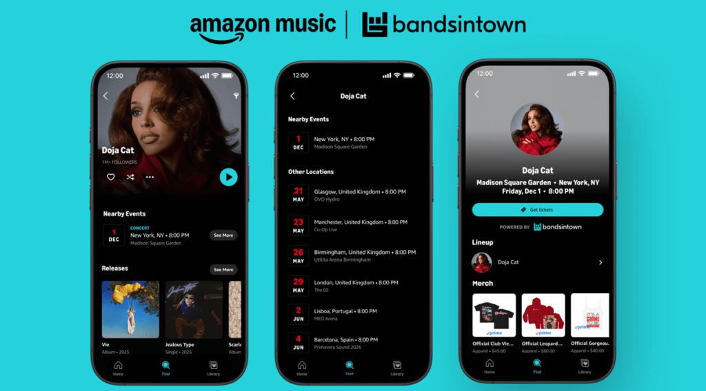 AMAZON MUSIC Y BANDSINTOWN