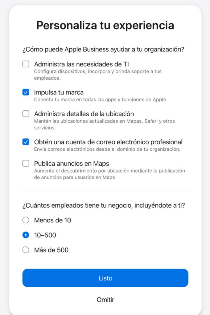 Apple Business Manager panel empresa