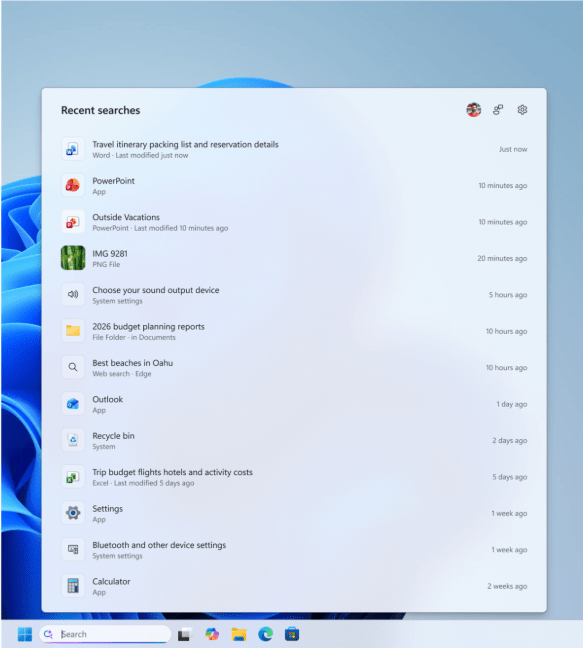 Windows search box