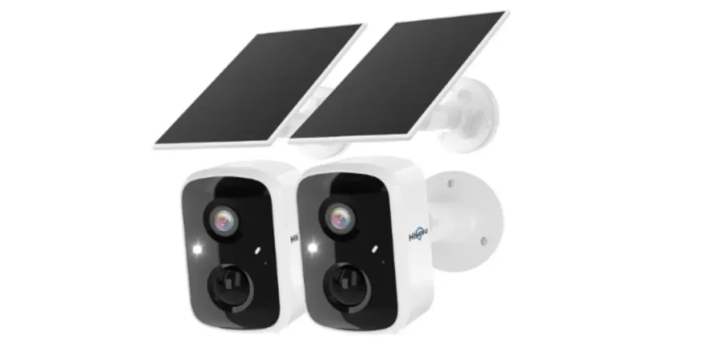 Kit de dos cámaras de seguridad blancas con paneles solares Hiseeu 3K Amazon