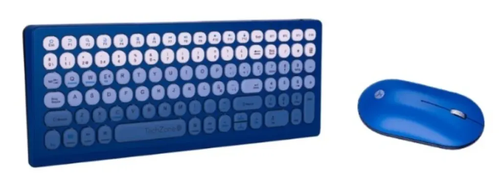 Teclado y ratón inalámbricos TechZone azules.