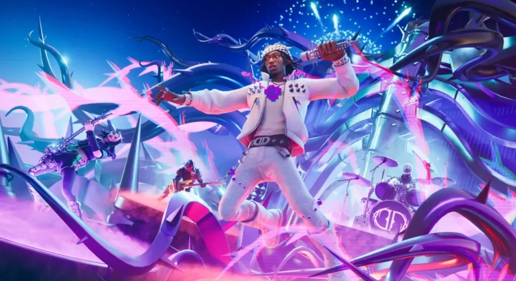 Concierto musical en el escenario de Fortnite