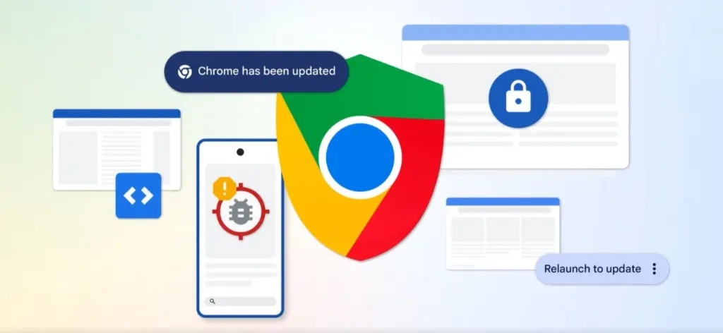 Escudo de Google Chrome sobre la actualización de seguridad