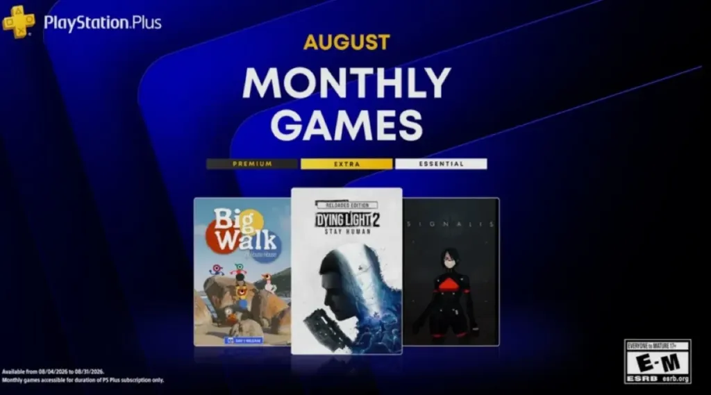 Anuncio oficial de los juegos mensuales de agosto de PlayStation Plus