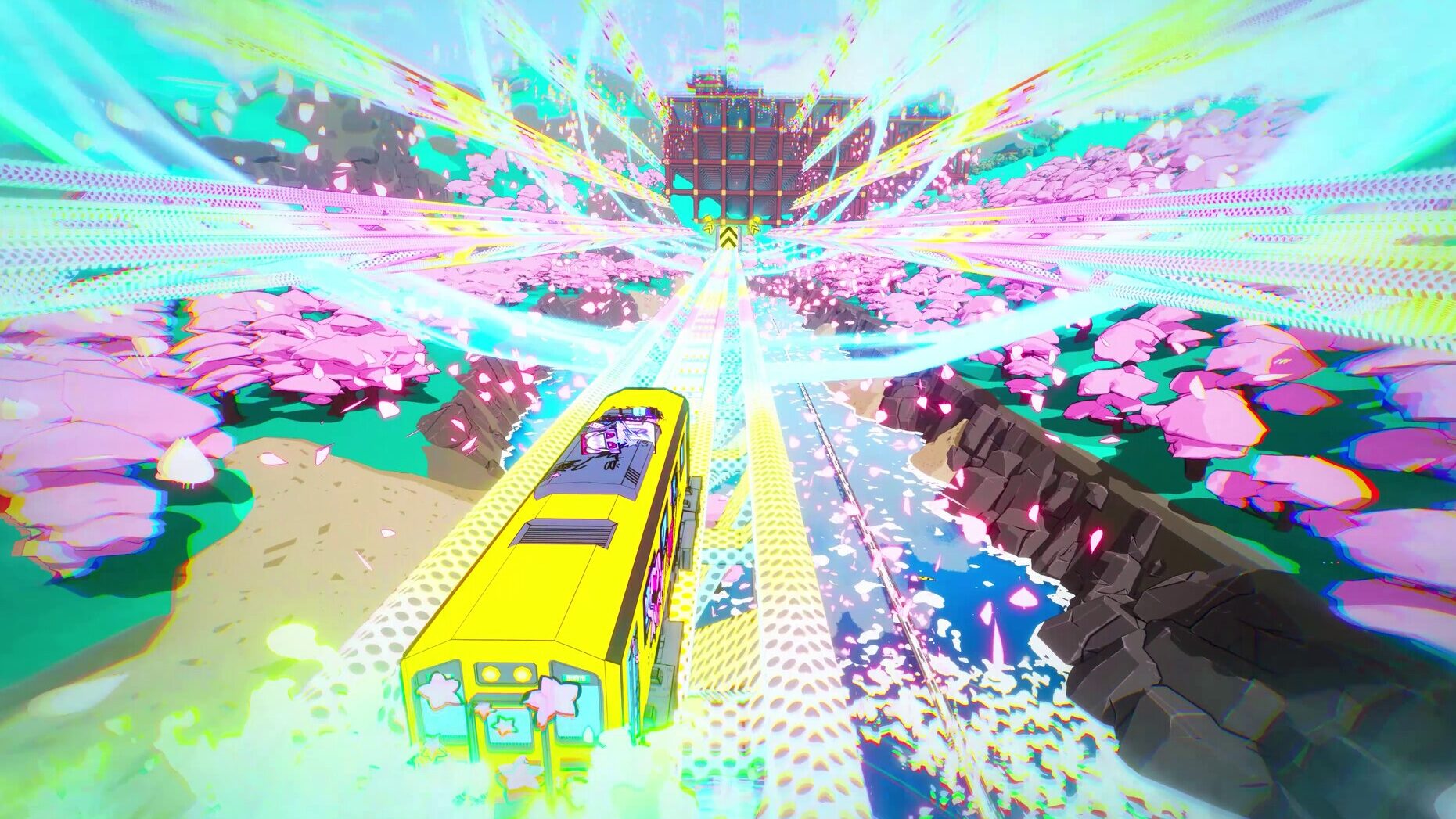 Gameplay del juego Denshattack en un escenario de Japón