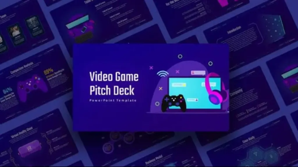 Plantilla de presentación con elementos de videojuegos,  pitch deck