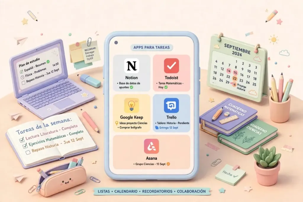 Aplicaciones para organizar tareas escolares y estudiar mejor