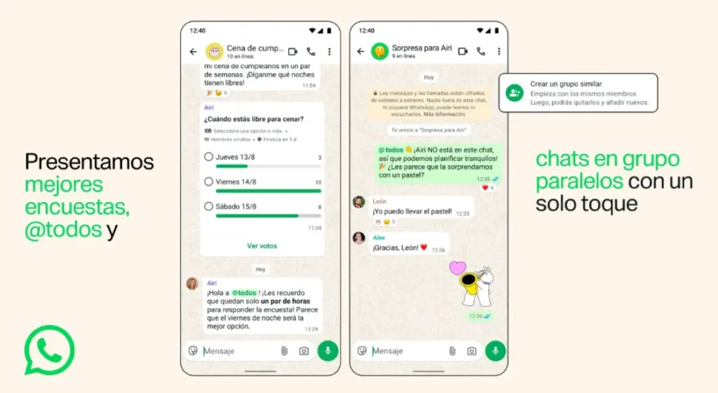 WhatsApp grupal: nuevas funciones