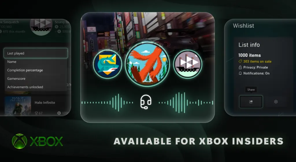 Interfaz de Xbox Insiders