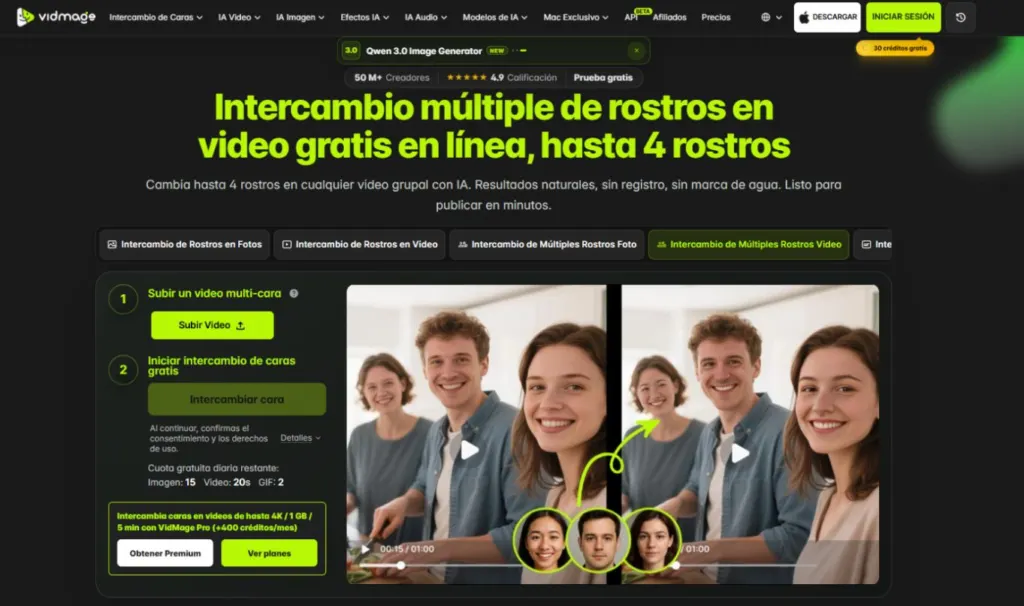 Intercambio de rostros en vídeo con IA